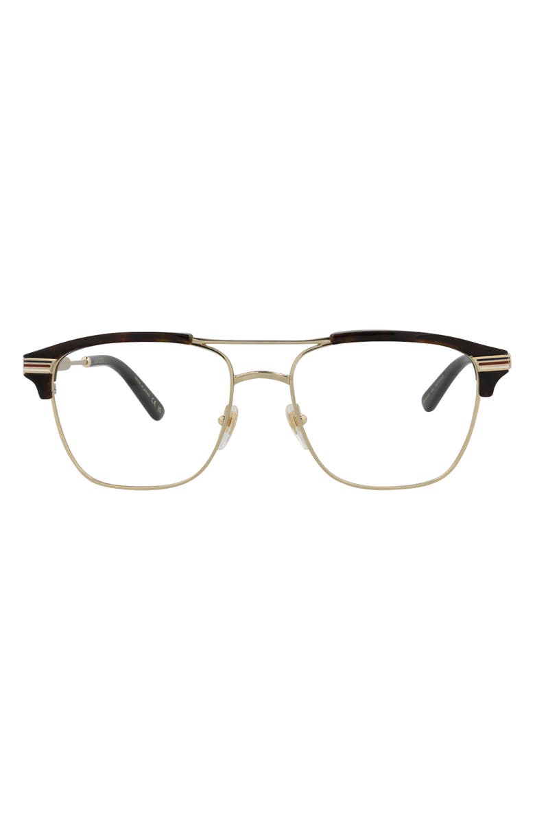 Gucci 54mm Aviator Optical Glasses, Main, color, Gold Gold Transparent