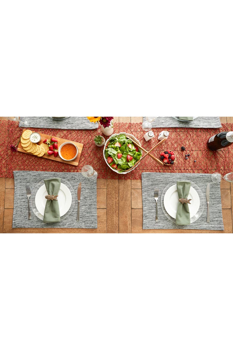 Tonal Recycled Cotton Slubby Rib Placemat Set/6, Alternate, color, Black/Off-White