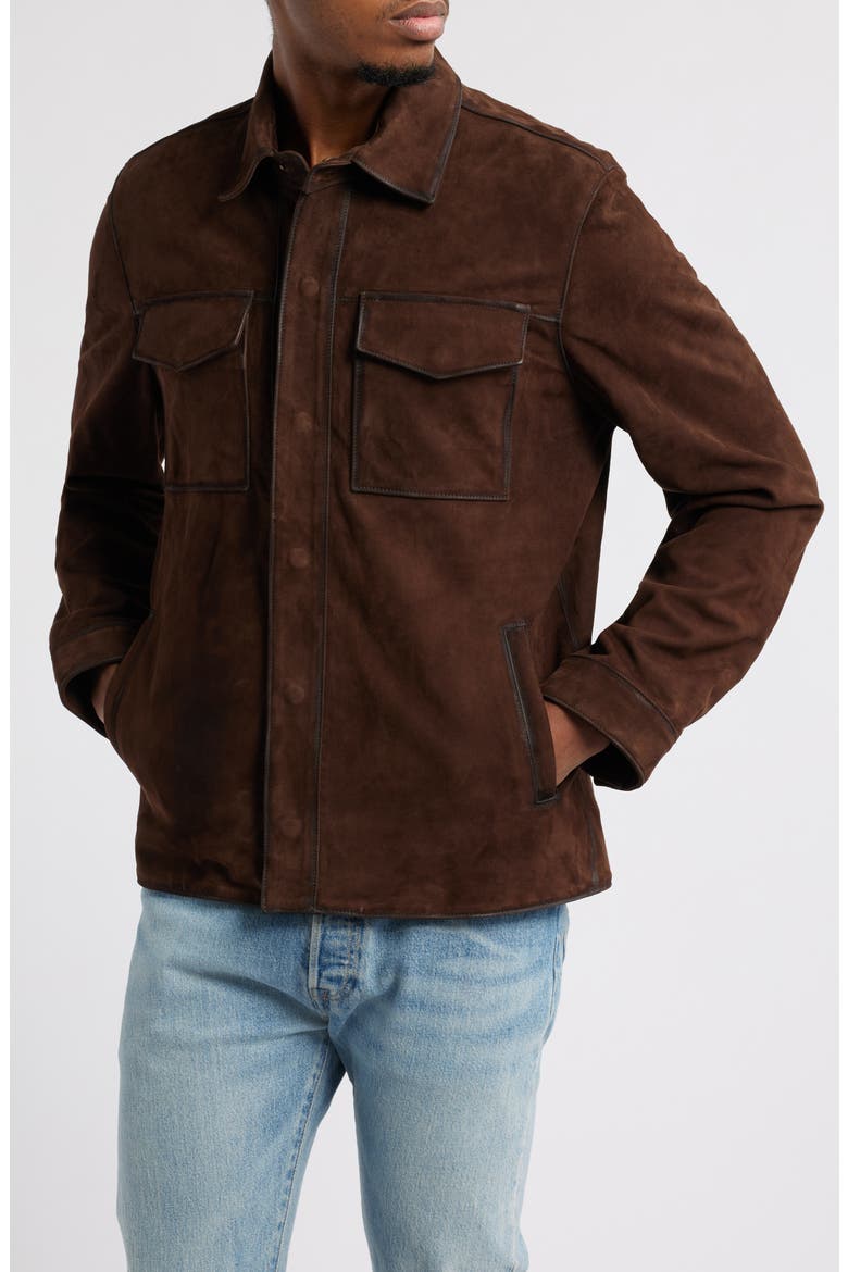 Classic Suede Shacket, Alternate, color, DARK BROWN