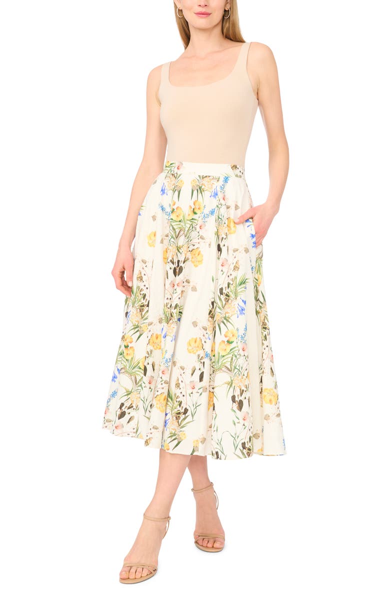 Ted Baker Linen Blend A-Line Midi Skirt, Alternate, color, Ultra White
