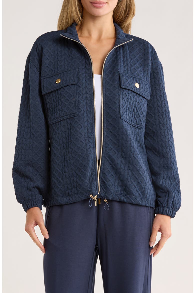 Quilted Knit Jacket, Main, color, DARK SAPPHIRE
