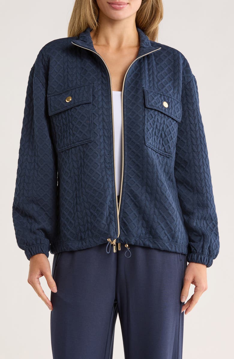 Nanette Lepore Play Quilted Knit Jacket, Main, color, Dark Sapphire