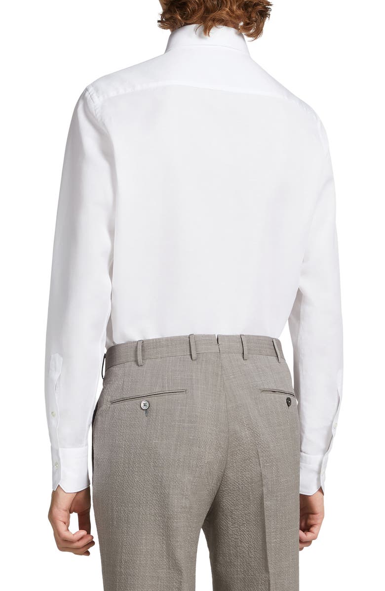 ZEGNA Garment Washed Cotton & Linen Button-Up Shirt, Alternate, color, White
