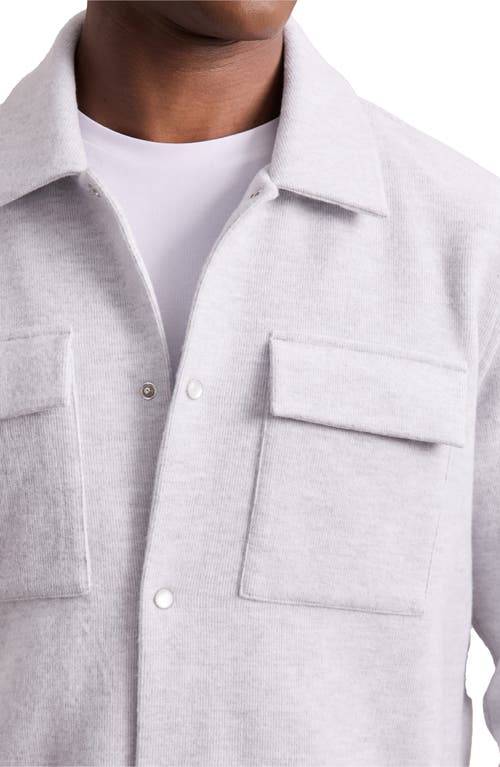 Reiss Grey Marl Press-stud Jersey Shirt With Cotton In Gray