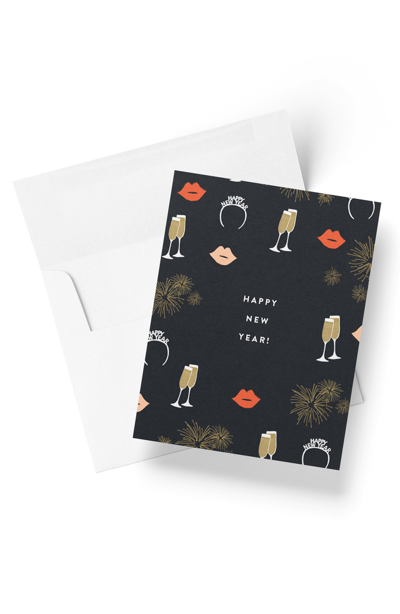 Joy Paper Co. New Year's Boxed Set of 8 Greeting Cards, Alternate, color, Black