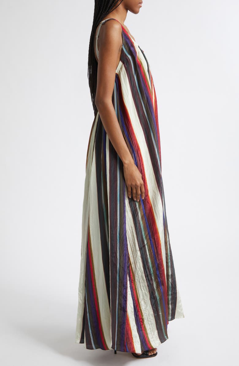 Christopher John Rogers Morris Stripe Crinkled Maxi Dress, Alternate, color, Calla Lily Multi