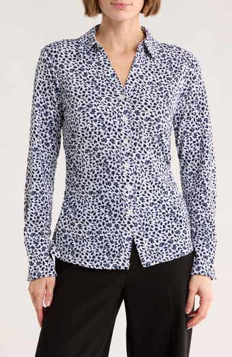 Adrianna Papell Long Sleeve Knit Button-Up Top