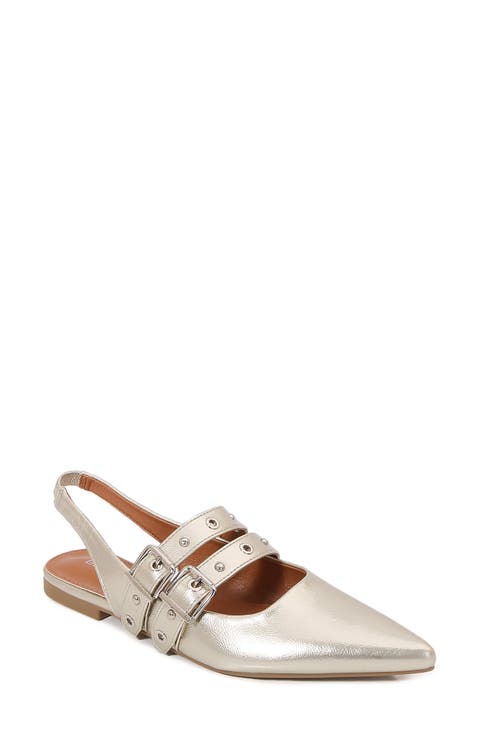 Fabiola Double Buckle Pointed Toe Slingback Flat (Women)