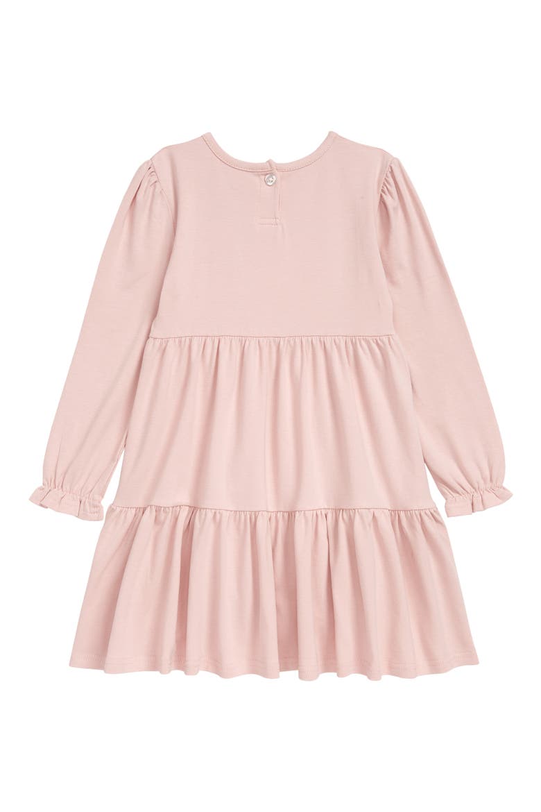 Kids' Wreath Tiered Stretch Cotton Babydoll Dress, Alternate, color, DUSTY PINK
