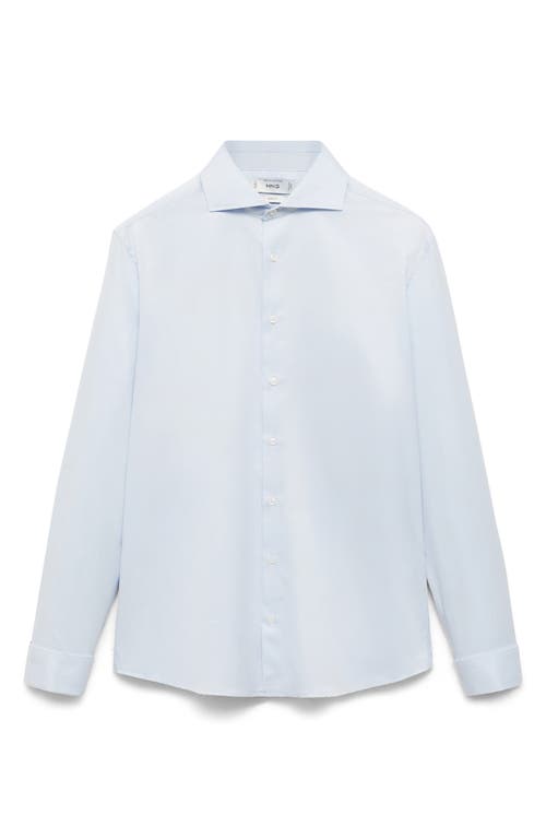 Mango Slim Fit Microprint Cotton Twill Button-up Shirt In Blue