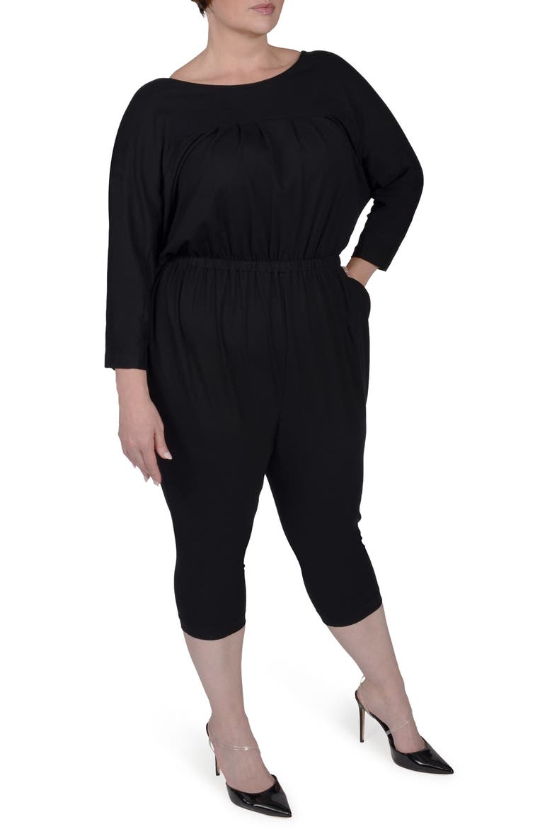 Alex Jersey Crop Jumpsuit, Main, color, BLACK