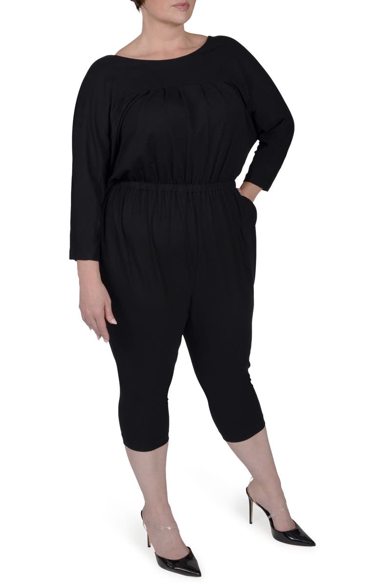 MAYES NYC Alex Jersey Crop Jumpsuit, Main, color, Black