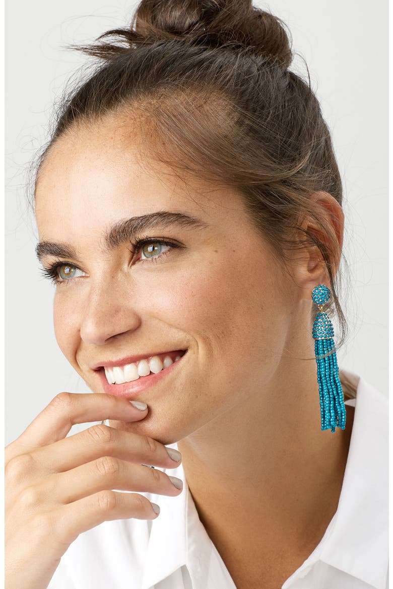 'Piñata' Tassel Earrings, Alternate, color, TEAL GREEN