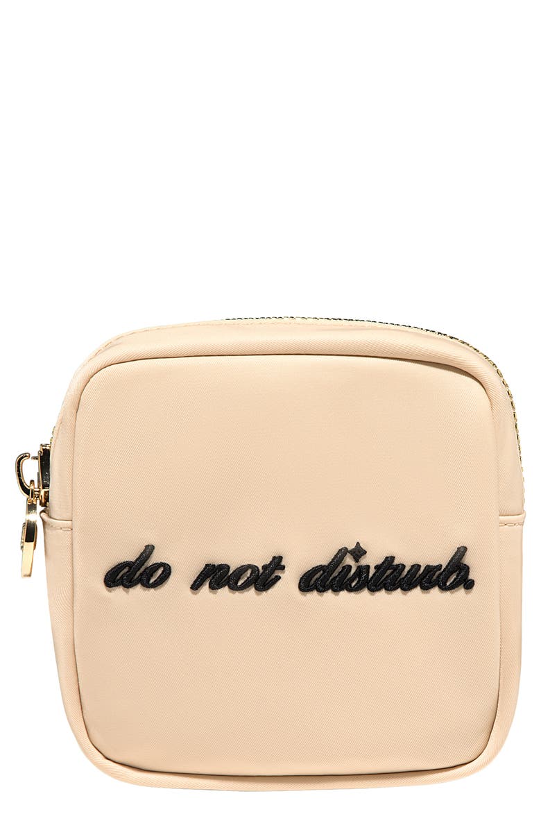 Stoney Clover Lane Mini Do Not Disturb Embroidered Pouch, Main, color, Sand