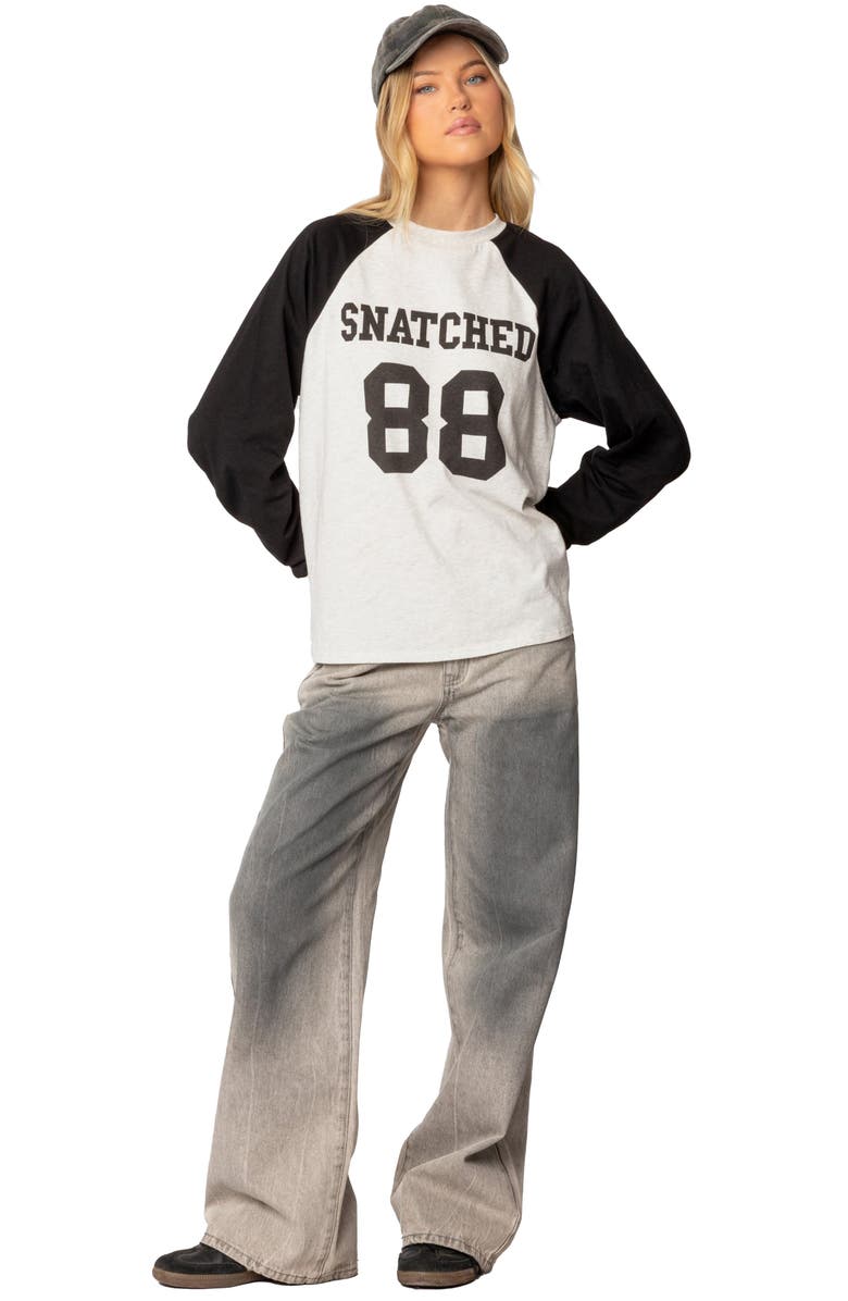 EDIKTED Snatched Oversize Baseball Graphic T-Shirt, Alternate, color, Gray-Melange