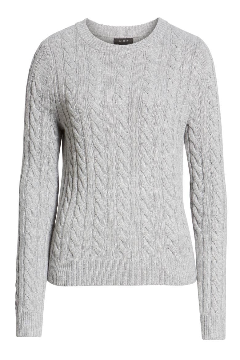 x Atlantic-Pacific Cable Sweater, Alternate, color, GREY HEATHER