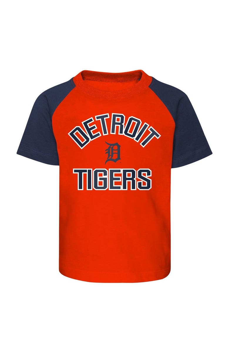 Outerstuff Preschool Detroit Tigers Orange/Heather Gray Groundout Baller Raglan T-Shirt & Shorts Set, Alternate, color,