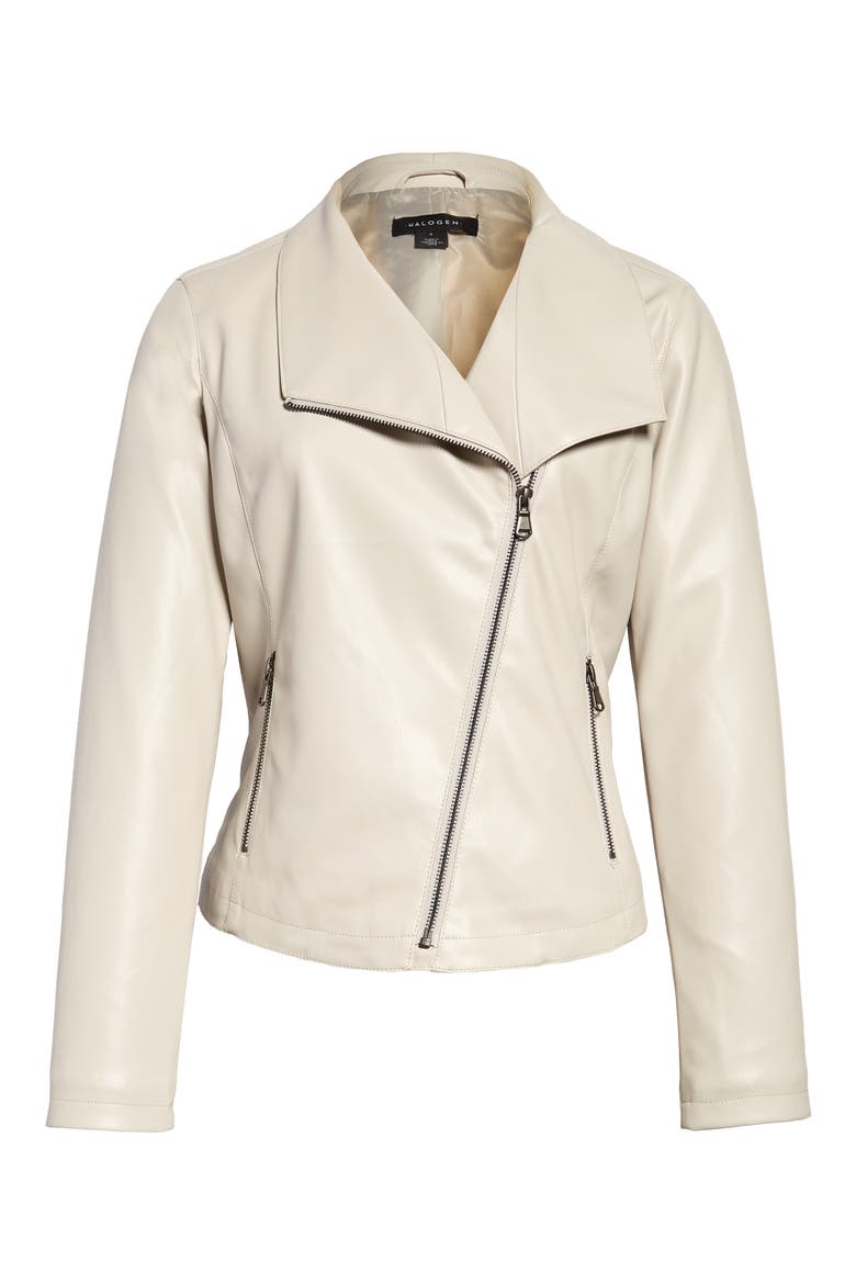 Drape Collar Faux Leather Jacket, Main, color, GREY FOG