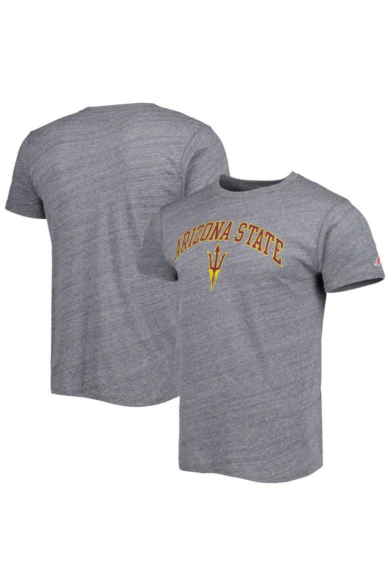 Men's League Collegiate Wear Heather Gray Arizona State Sun Devils 1965 Arch Victory Falls Tri-Blend T-Shirt, Main, color, Heather Gray