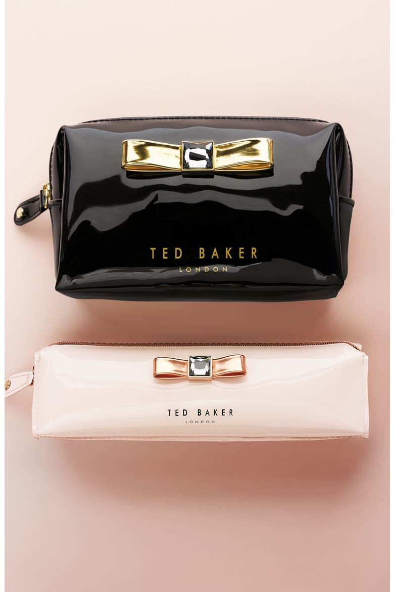 'Metallic Bow' Pencil Case, Alternate, color, BLACK