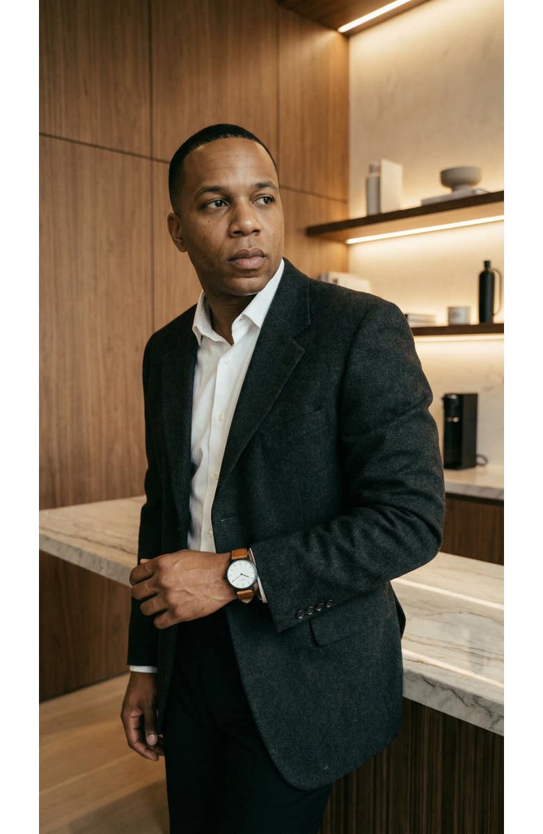 NCMPRBL Iced Coffee Suede Leather Strap Watch, 40MM, Alternate, color, Brown/Eggshell White/Gunmetal