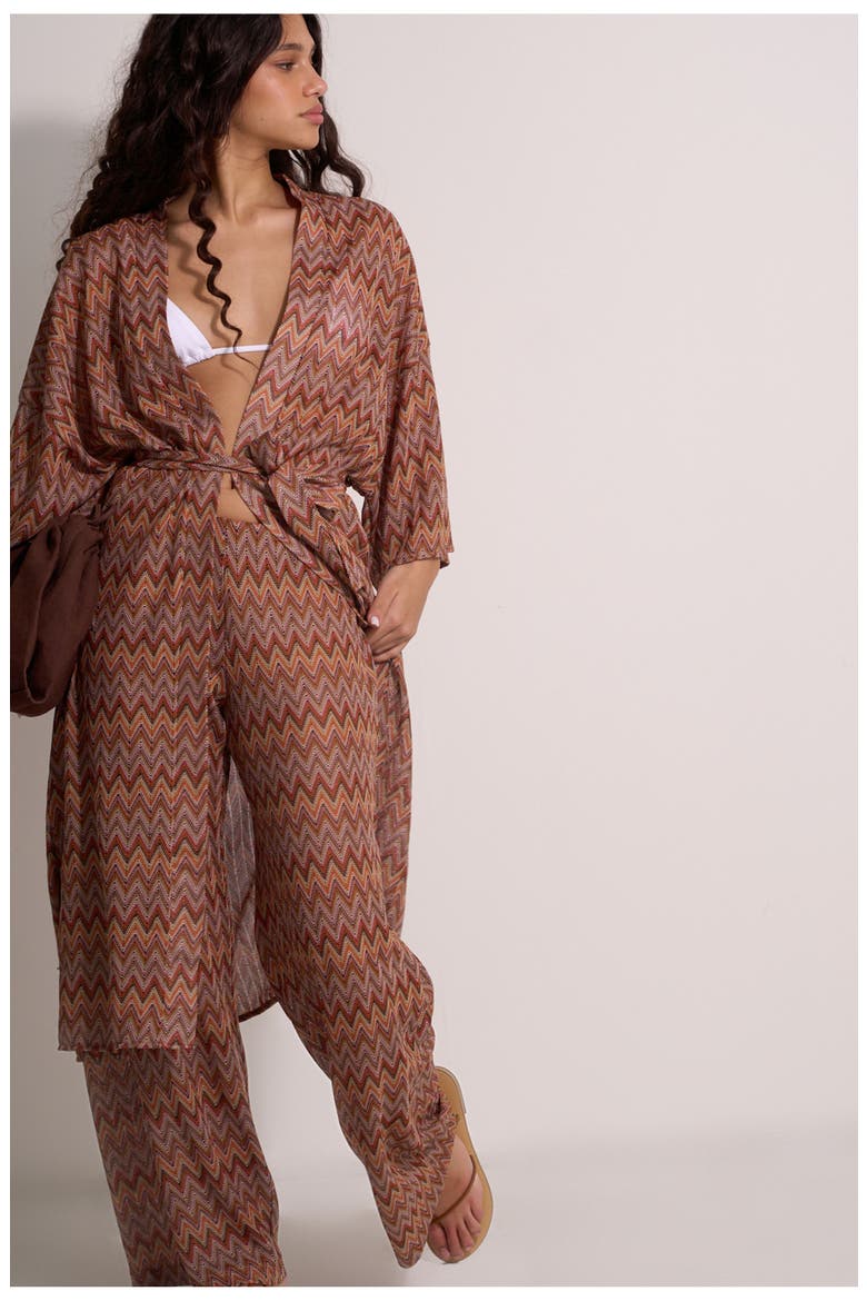 Desert Mirage Beach Robe Cover-Up, Alternate, color, Multi-Brown