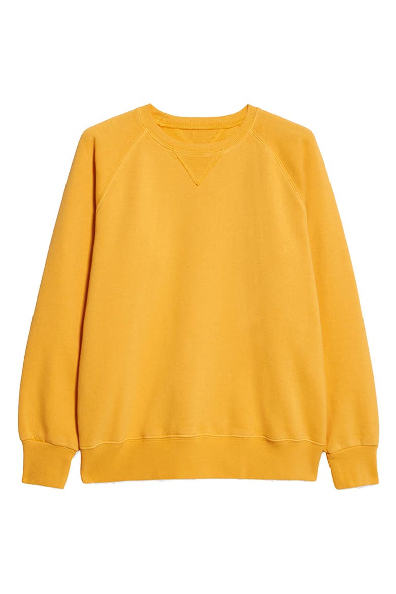 Harvard Fleece Jersey Raglan Sleeve Sweatshirt, Main, color, YELLOW