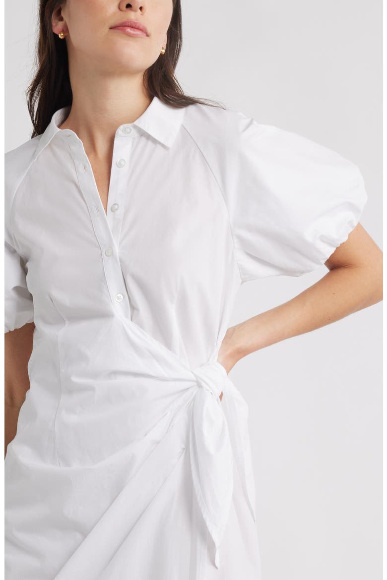 Balloon Sleeve Shirtdress, Alternate, color, WHITE