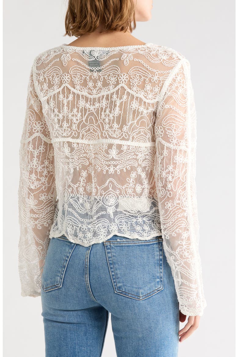 Embroidered Mesh Long Sleeve Top, Alternate, color, NATURAL