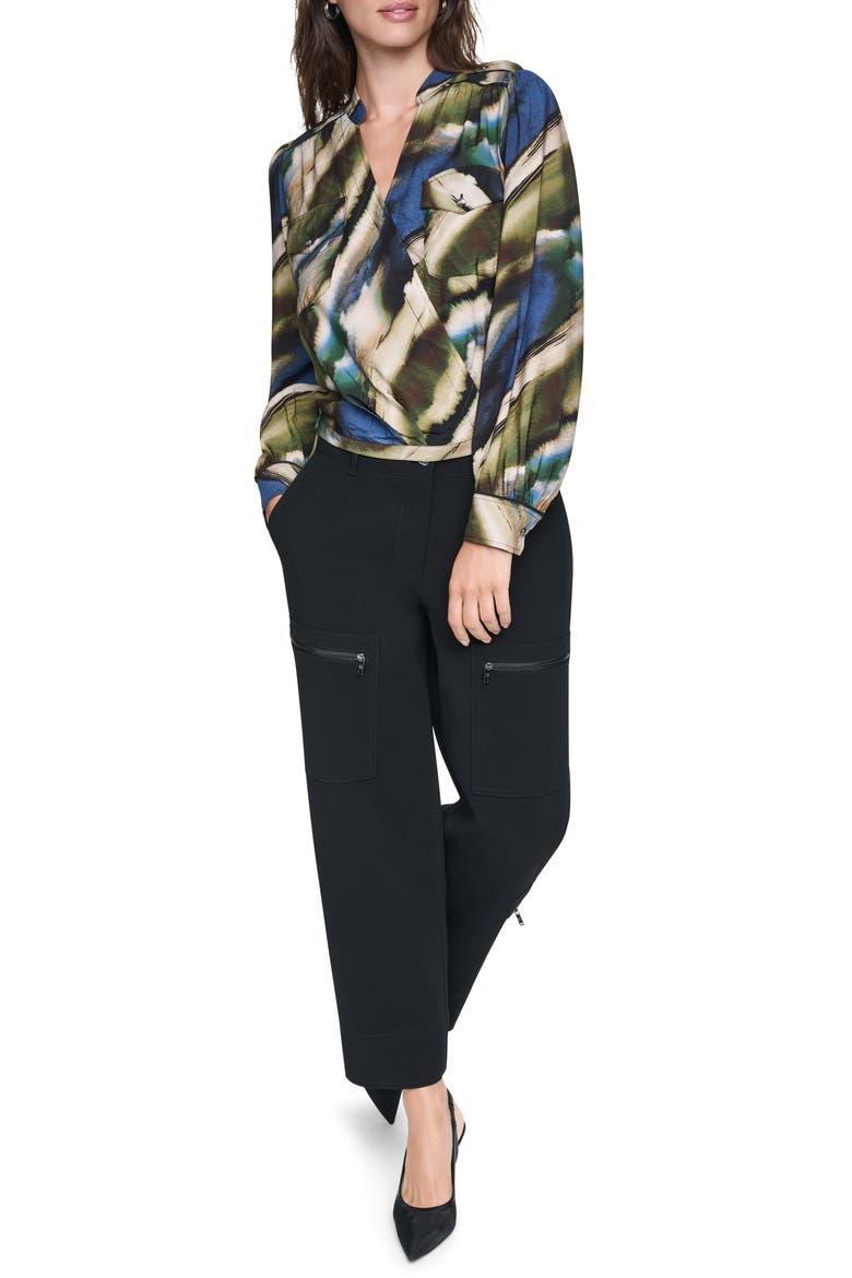 Print Surplice Top, Alternate, color, BRUSHED RIVERSIDE