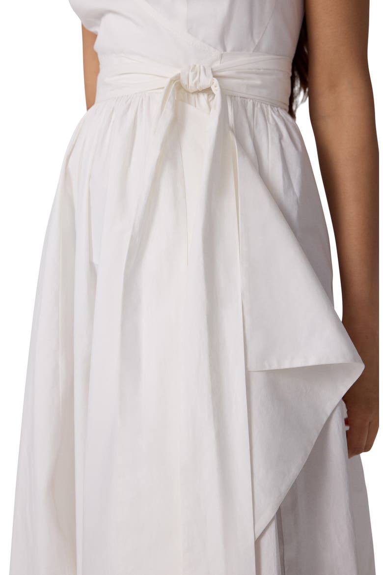 Nova Faux Wrap Cotton Poplin Wrap Sundress, Alternate, color, WHITE