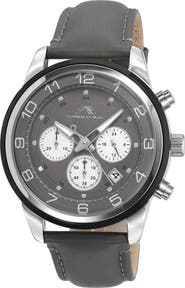 PORSAMO BLEU Men's Arthur Chronograph Leather Strap Watch, 44mm
