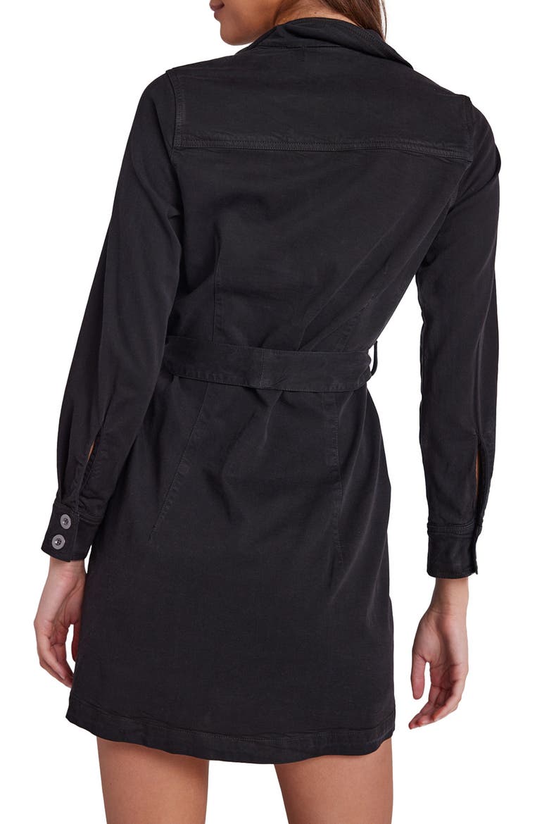 Kennedy Belted Long Sleeve Shirtdress, Alternate, color, BLACK