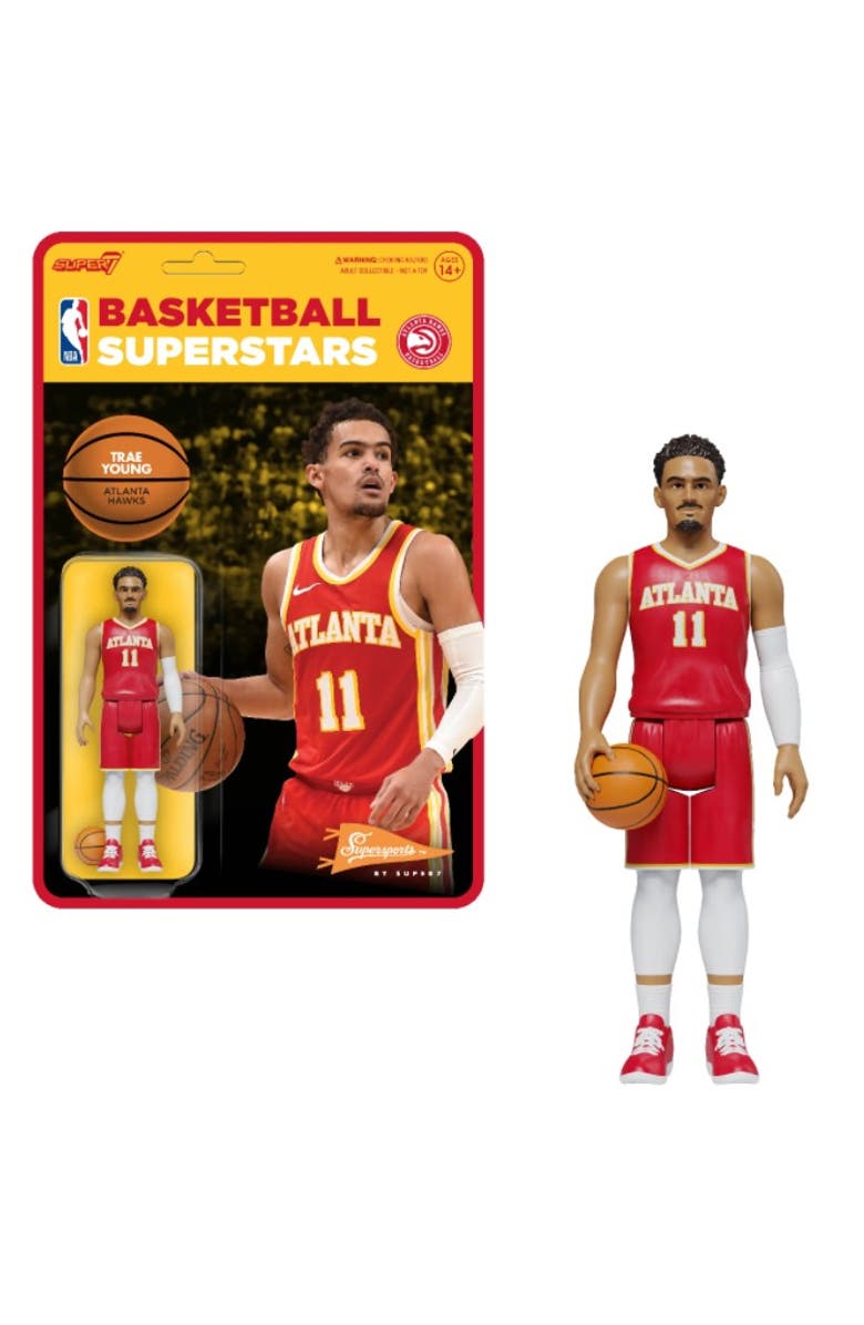 SUPER7 Trae Young (Atlanta Hawks) NBA ReAction Figure Wave 4 by Super7, Main, color, Orange