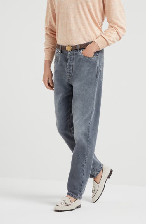 Brunello Cucinelli Greyscale Denim Trousers In Medium Grey
