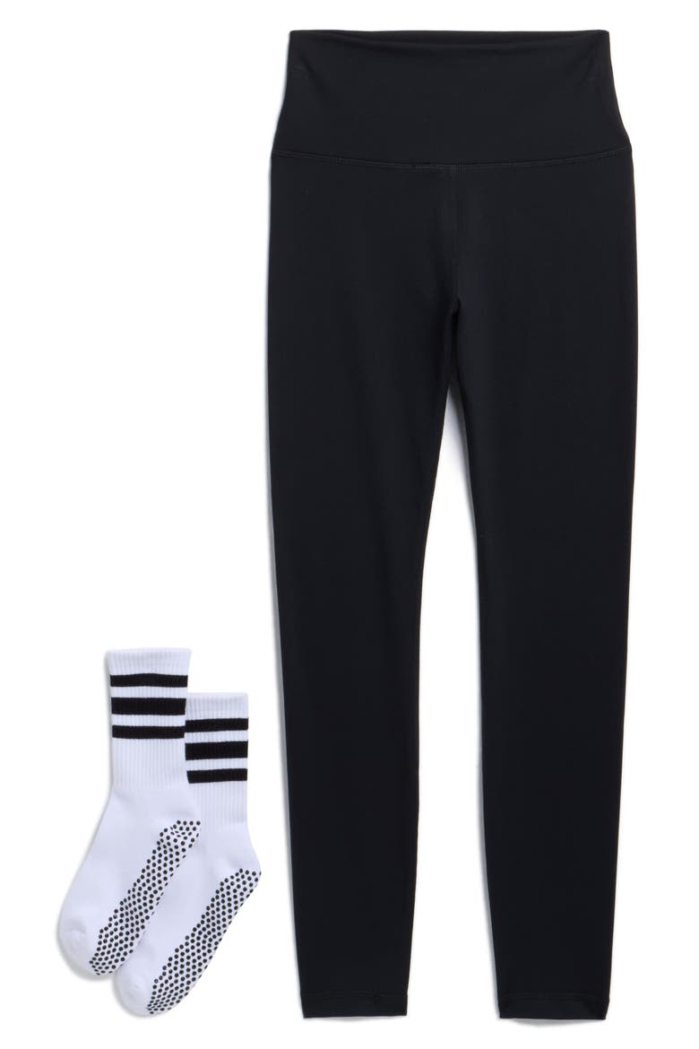 Easy Ankle Leggings & Socks Set, Alternate, color, BLACK/ BLACK/ WHITE