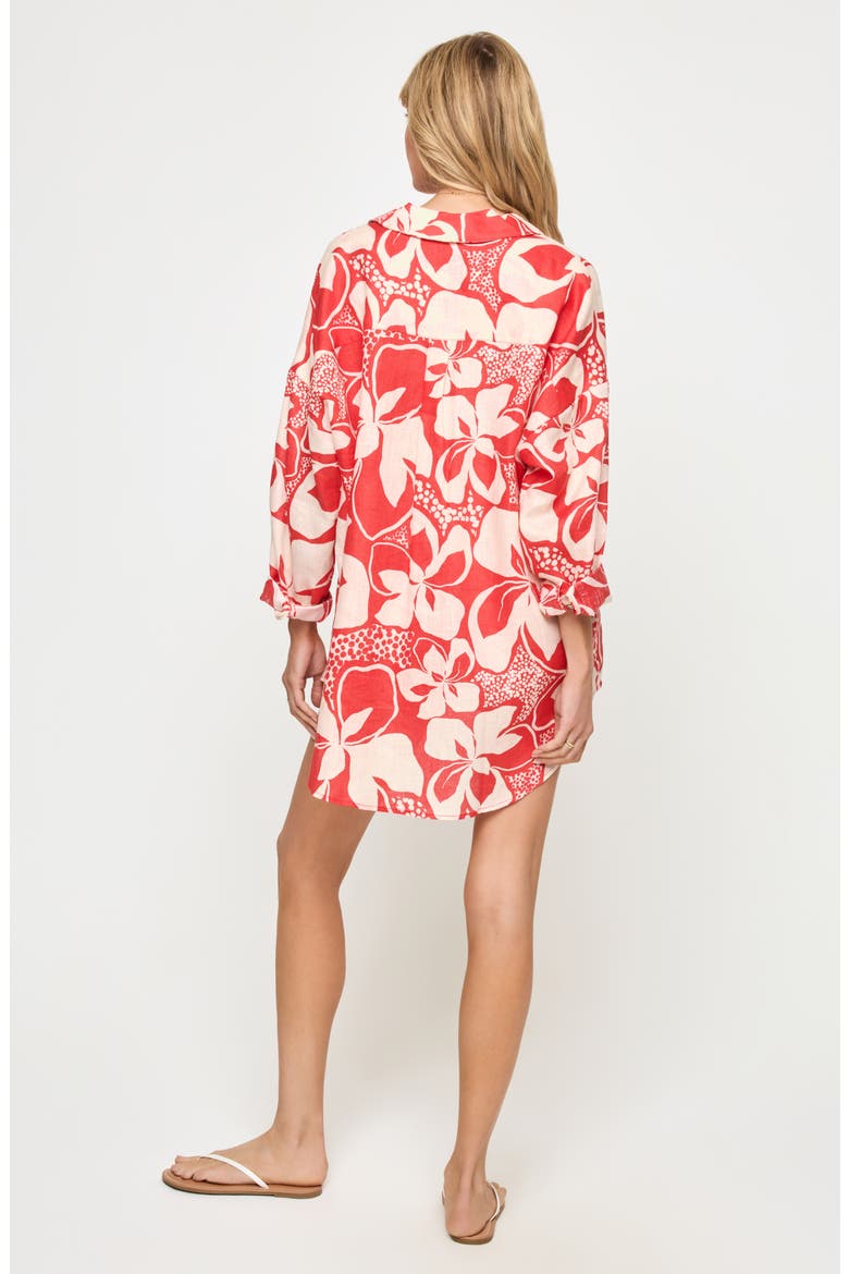 Rio Linen Cover-Up Drawstring Shorts, Alternate, color, HIBISCUS BLOOM