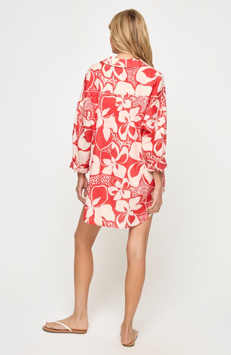 LSPACE Rio Linen Cover-Up Drawstring Shorts, Alternate, color, Hibiscus Bloom