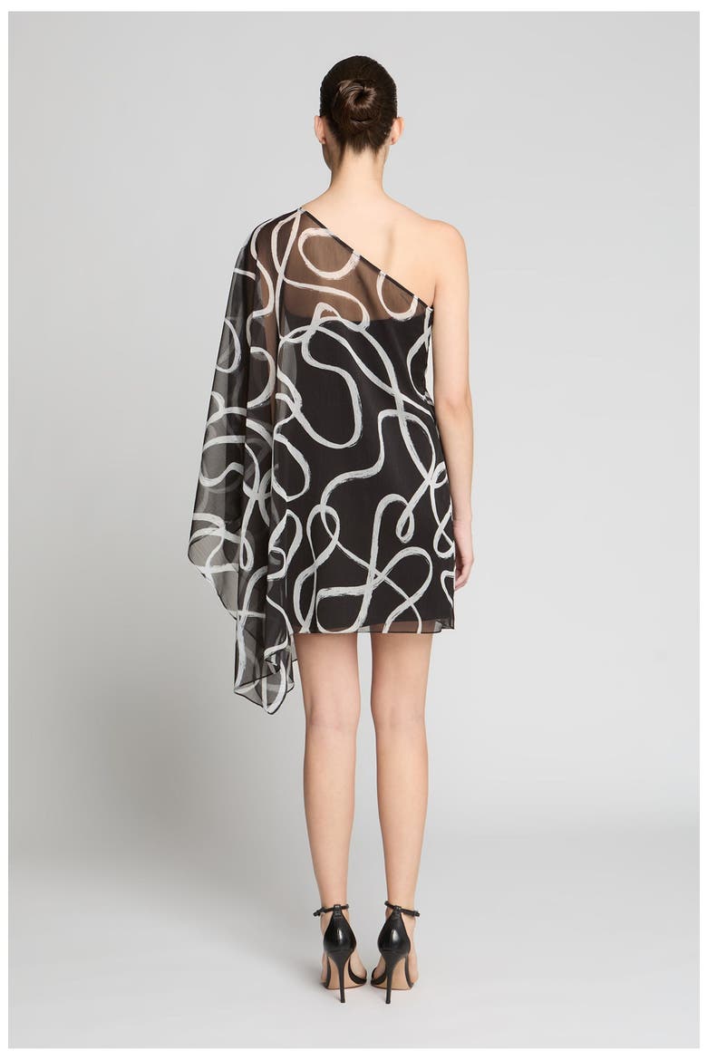 Chiffon Caftan Mini, Alternate, color, Black Ribbon