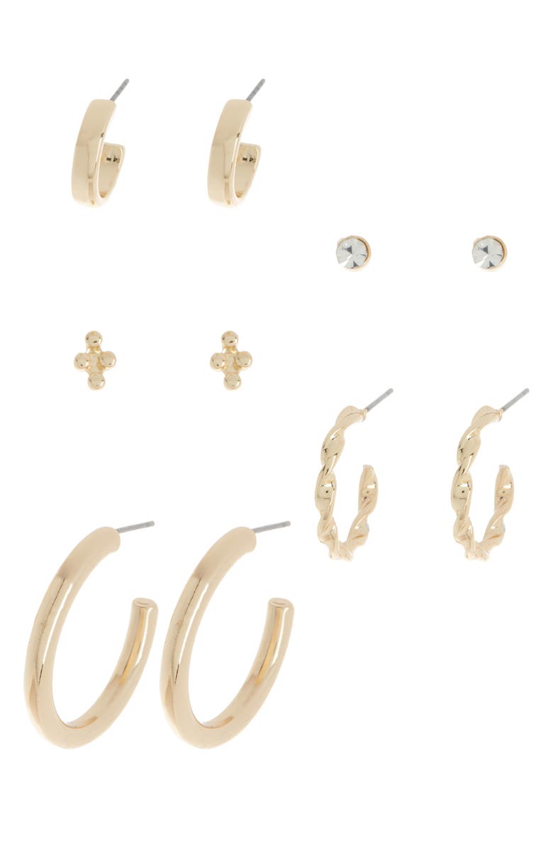 Melrose and Market Set of 6 Assorted Stud & Hoop Earrings, Main, color, 