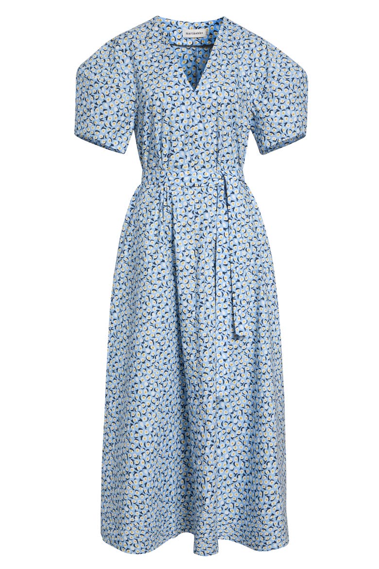 Taivut Pikku Vikuri Ditsy Floral Cotton Midi Dress, Alternate, color, LIGHT BLUE OFF WHITE YELLOW