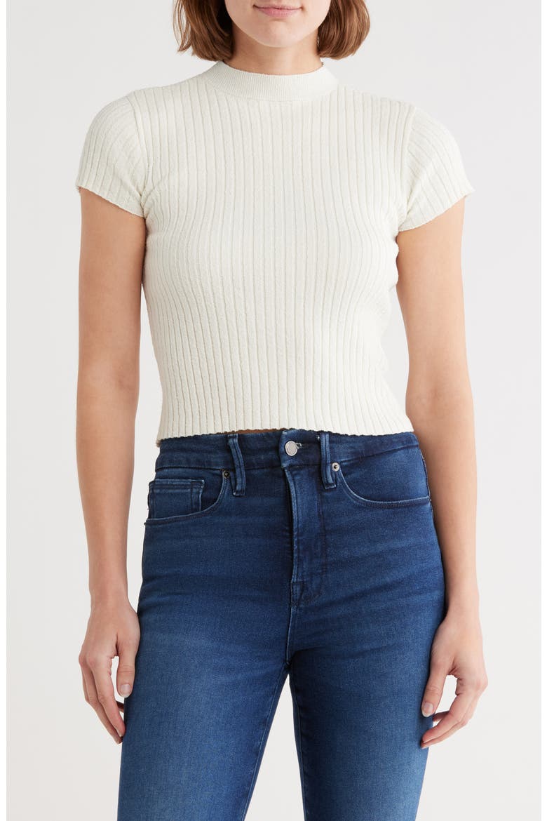 Terry Rib Mock Neck Top, Main, color, CLOUD WHITE