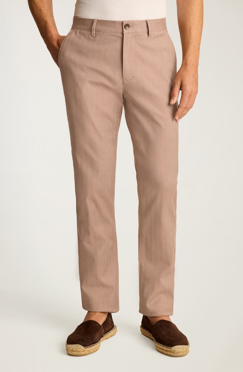Bonobos Flat Front Stretch Cotton Herringbone Chinos, Main, color, Talent Taupe Herringbone