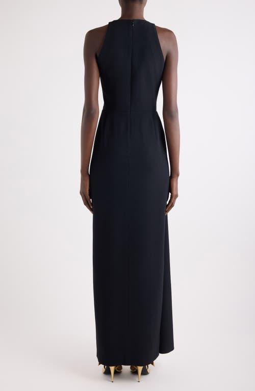 Givenchy Drape Front Sleeveless Stretch Crepe Gown In Black