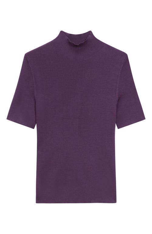 Theory Leenda Regal Merino Wool Short-sleeve Mock-neck Top In Purple