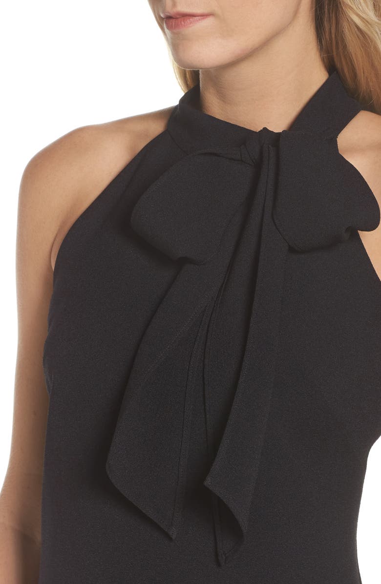 Vince Camuto Tie Neck A-Line Dress, Alternate, color, Black