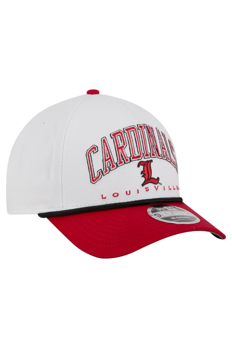 Men's New Era White/Red Louisville Cardinals Arch Two-Tone Rope 9FORTY A-Frame M-Crown Adjustable Hat, Alternate, color, White