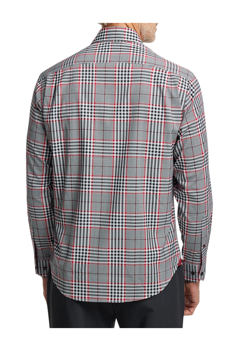 Paul Fredrick Performance Stretch Plaid Casual Shirt, Alternate, color, Black/Red