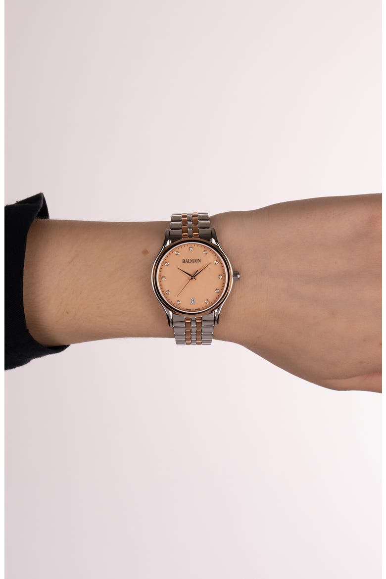 Beleganza Mother-of-Pearl & Diamond Two-Tone Bracelet Watch, 32mm, Alternate, color, BICOLOR STAINLESS STEEL AND R