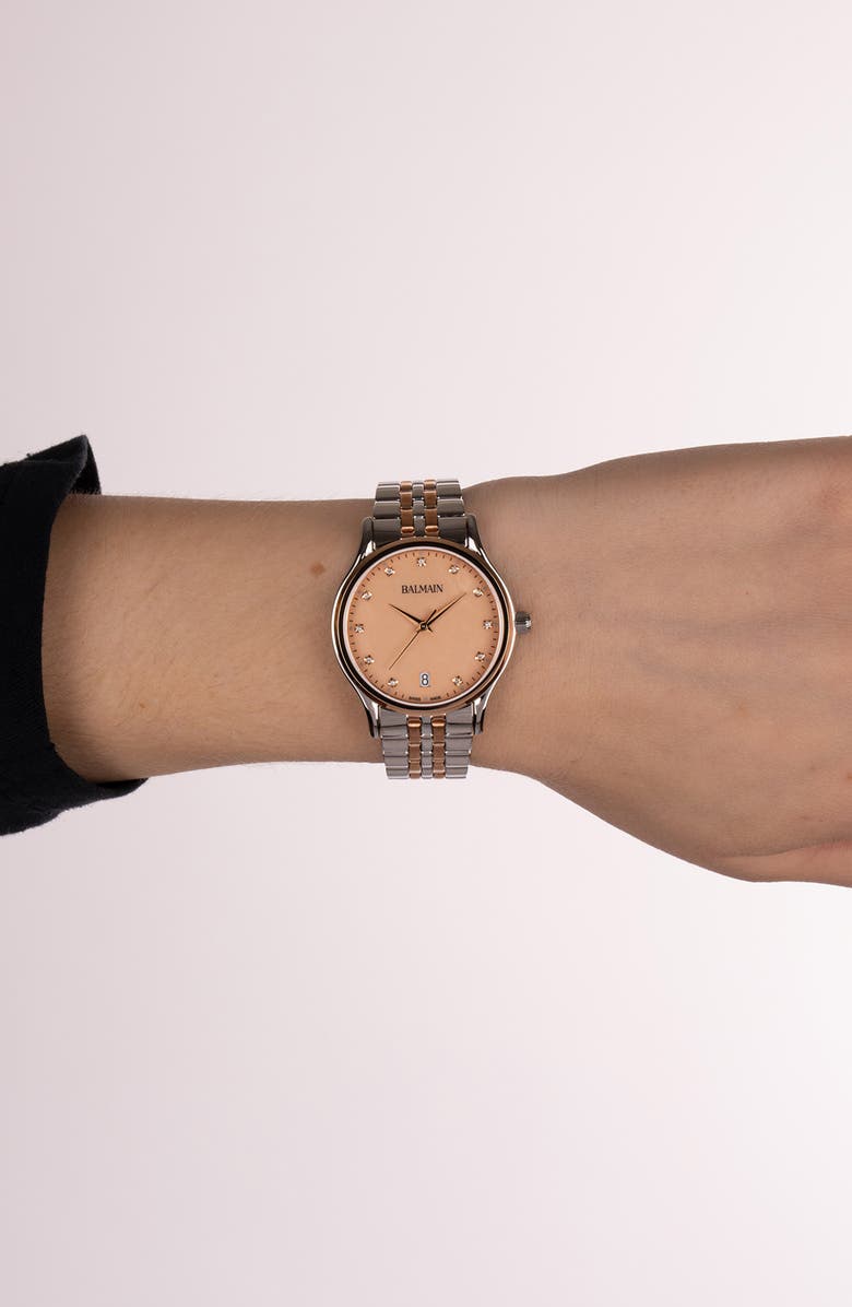 BALMAIN WATCHES Beleganza Diamond Bracelet Watch, 32mm, Alternate, color, Bicolor Stainless Steel And R